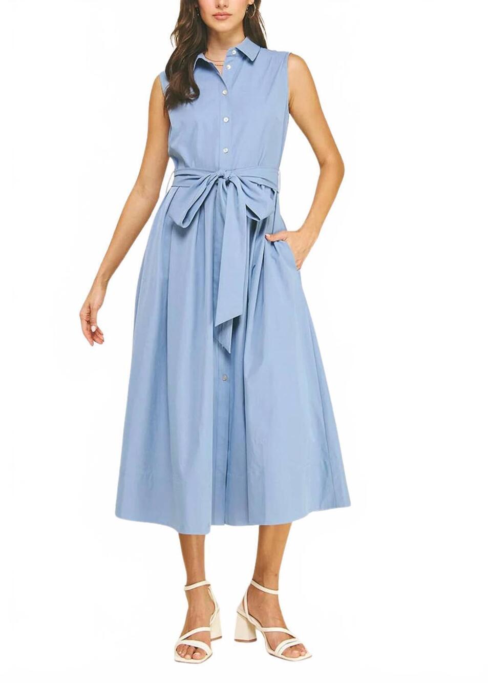 NEW PINCH hayden midi shirt dress in blue